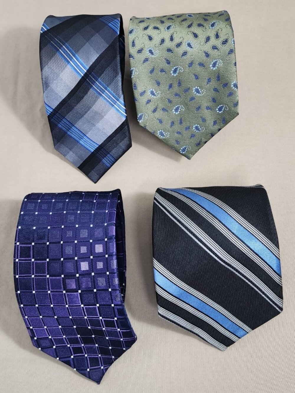 Calvin Klein Men’s Necktie Lot of 4, 100% Silk, Designer Business Formal Office